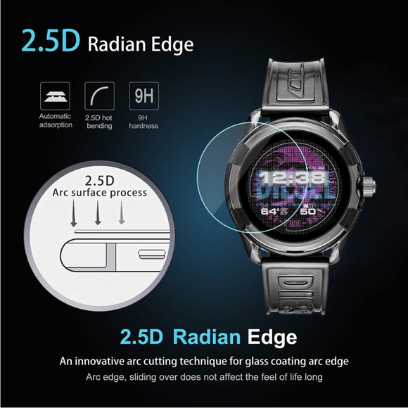 MIGENCE 3-Pack Screen Protector for Diesel On Fadelite Smartwatch Full Coverage - Picture 5 of 10
